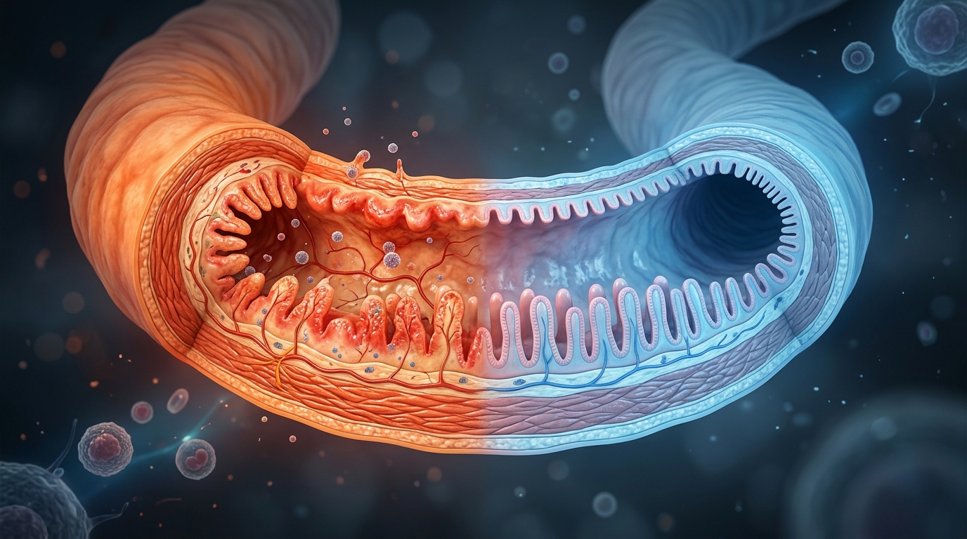 Illustration anatomique simplifiée du tube digestif humain mettant en évidence le côlon et l'intestin grêle, utilisée pour expliquer le syndrome de l'intestin irritable.